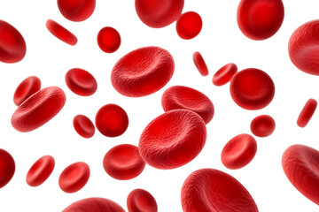 A microscopic view of red blood cells floating in fluid isolated on transparent background