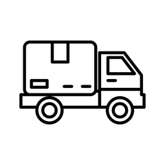 Delivery Truck with Package Icon. Logistics Outline Symbol