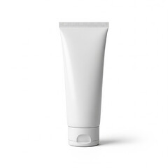 Blank white cosmetic squeeze tube with flip cap isolated
