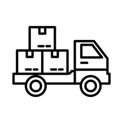 Loaded Cargo Truck Icon. Delivery Vehicle with Boxes  Logistics Outline Vector