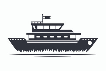 barge black and white silhouette