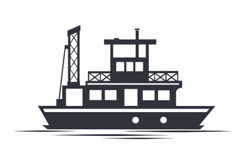 Obraz premium barge black and white silhouette