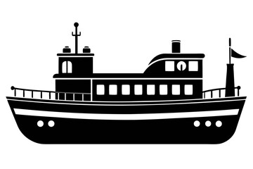 Obraz premium barge black and white silhouette