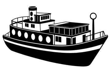 Obraz premium barge black and white silhouette
