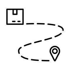 Package Delivery Route Icon. Parcel Path to Destination Pin Vector Tracking Symbol