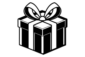 black and white gift box with ribbon
