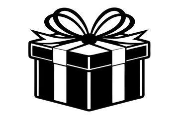 black and white vector gift box 
