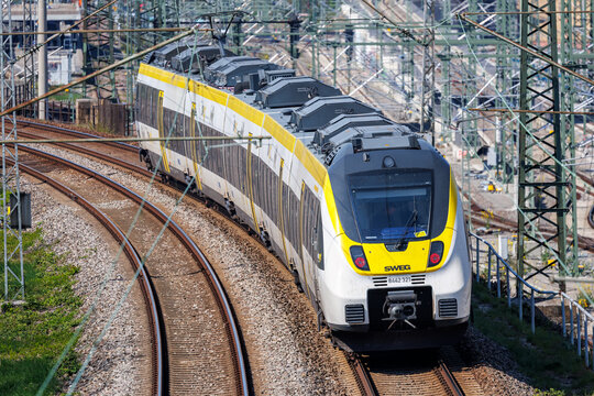 Regional train of SWEG type Bombardier Talent 2 in Stuttgart Untert&uuml;rkheim, Germany