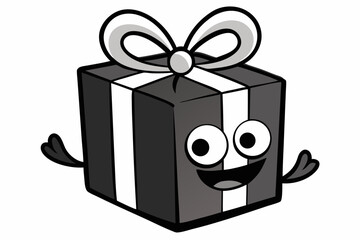 black and white gift box with ribbon
