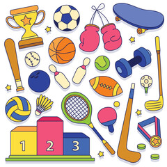 Hand drawn sports element doodle flat vector illustration