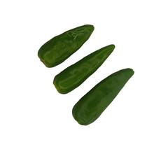 Three fresh green jalapeño peppers arranged for vibrant culinary inspiration and healthy eating