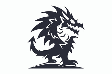 Fototapeta premium stylized dragon black and white silhouette