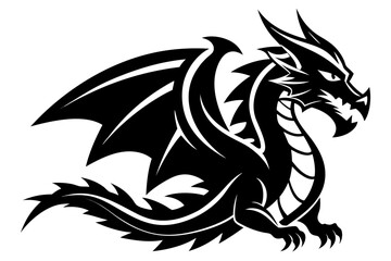 stylized dragon black and white silhouette