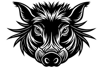 warthog head black and white silhouette