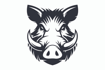 warthog head black and white silhouette
