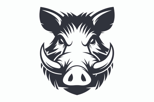 warthog head black and white silhouette
