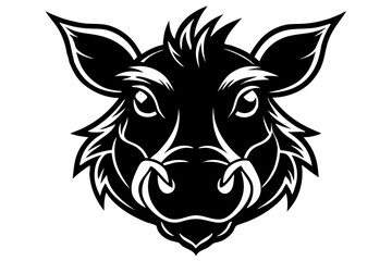 warthog head black and white silhouette