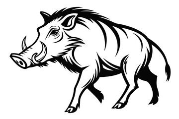 warthog head black and white silhouette