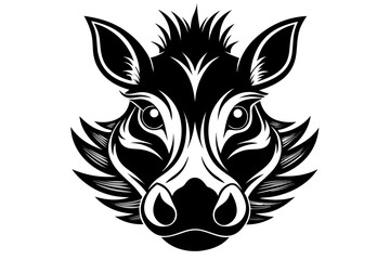 warthog head black and white silhouette