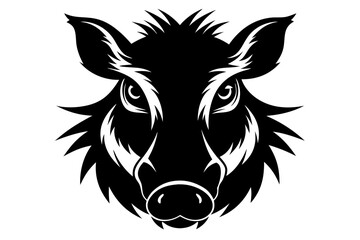 warthog head black and white silhouette