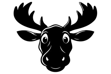 moose head black and white silhouette
