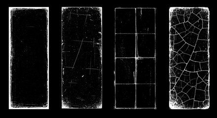 Grunge film frame overlays set.