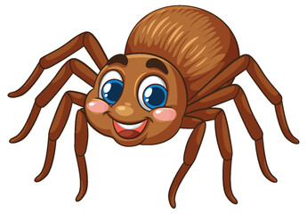 Cheerful Cartoon Spider with Big Blue Eyes