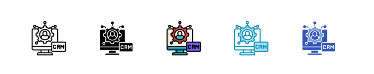Crm System Integration  Icon Set Multiple Style Collection