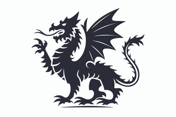 stylized dragon black and white silhouette