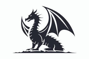 stylized dragon black and white silhouette