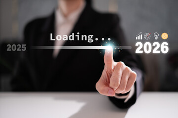2025 to 2026 loading progress bar business timeline new year vision future strategy development...