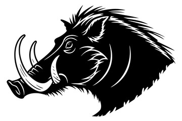 warthog head black and white silhouette