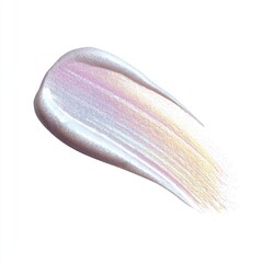 iridescent highlighter smear with a soft metallic shimmer, glowing pearlescent surface, isolated on a white background