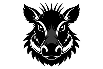 warthog head black and white silhouette