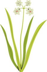 cute cartoon vector illustration of a grass with flowers.