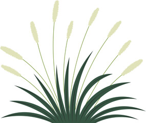 cute cartoon vector illustration of a grass with flowers.