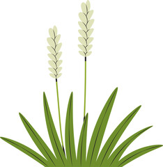 cute cartoon vector illustration of a grass with flowers.