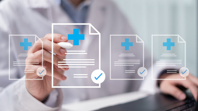 Professional healthcare worker doctor physician medical certificate report concept