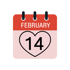 valentines day calendar icon flat pink background