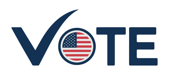 vote icon with usa flag blue check mark vector design