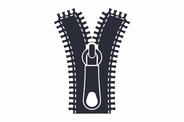 vector zipper silhouette isolated on white