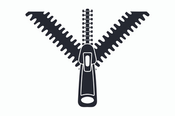 vector zipper silhouette isolated on white