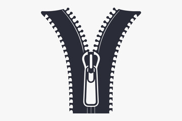 vector zipper silhouette isolated on white