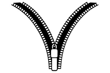 vector zipper silhouette isolated on white