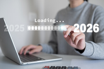 Businessman 2026 trend challenge motivation opportunity new year beginning marketing strategy plan to improve sales business concept