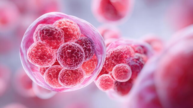 Fluid retention in bladder wall concept. Close-up view of vibrant cells showcasing intricate structures.