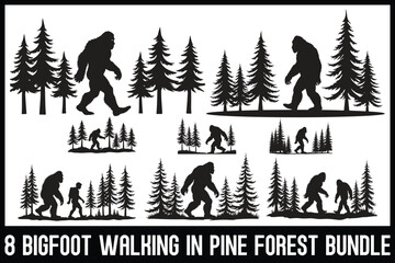 Bigfoot Pine Forest Silhouette bundle
