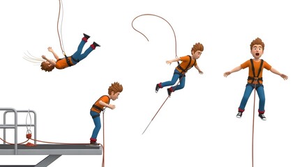 Bungee jump stages on white