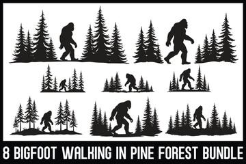 Bigfoot Pine Forest Silhouette bundle