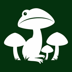 Mushroom and frog vector art illustration